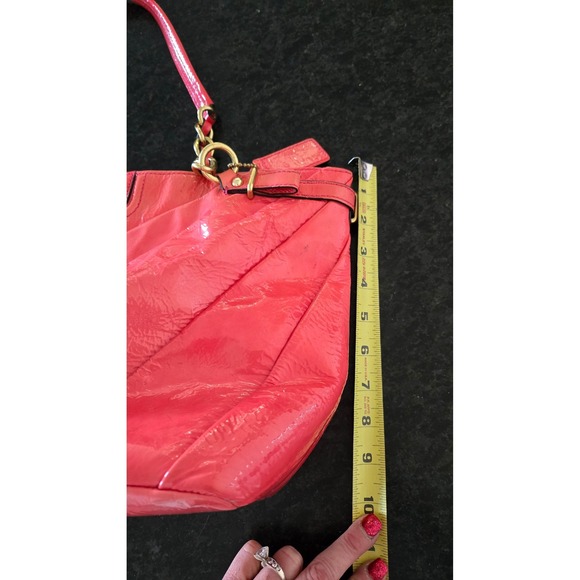 Coach Coral‎ Pink Patent Leather Shoulder Bag w/ Chain Strap - Picture 16 of 16